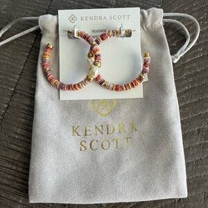 Kendra Scott Pink and Gold Beaded Hoop Earrings